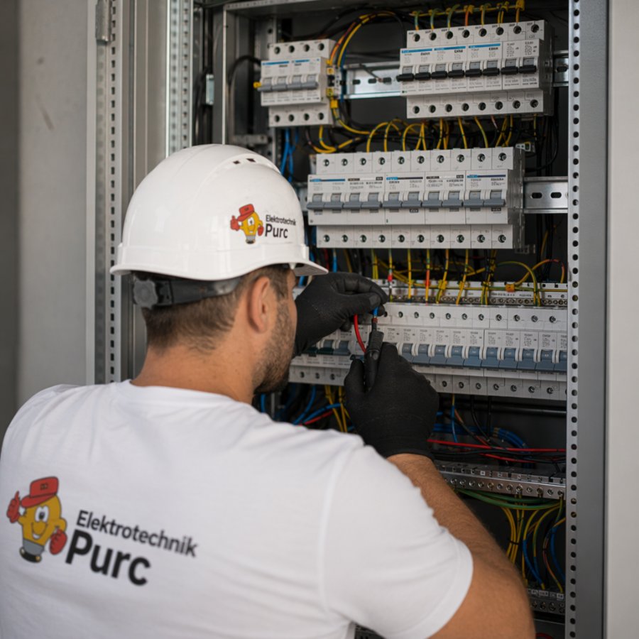 Elektrotechnik Purc bei der Arbeit am Verteiler